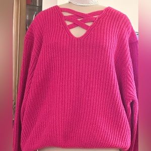 Ashley Stewart Oversized Crisscross Neck and Back Sweater NWT